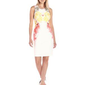 Calvin Klein Floral Print Scuba Sheath Dress, Size 8